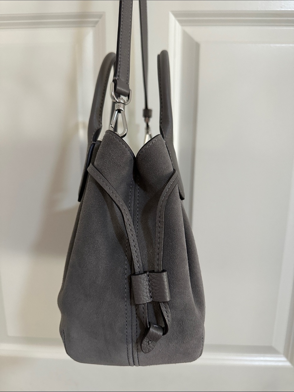 Kate Spade Dumpling Small Satchel Gray Hare Suede, NWOT - Picture 6 of 10